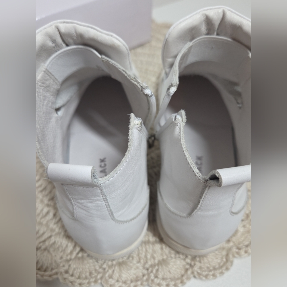NEW ALL BLACK HI TOP & ZIP WHITE FASHION SNEAKERS sz 37 STREETWEAR ATHLEISURE - Picture 13 of 15